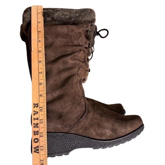 Khombu Bellini Lea Brown Suede Faux Fur Lined Winter Calf High Warm  Boots 7.5 - Picture 3 of 10